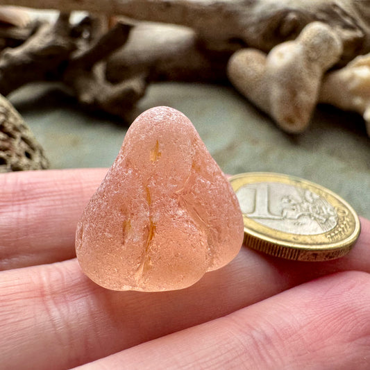 Soft Peach Sea Glass Piece B2989– Genuine Beach Found Seaglass for Jewelry Making, Rare Pink Craft Glass, Coastal Supplies, Pendant Size