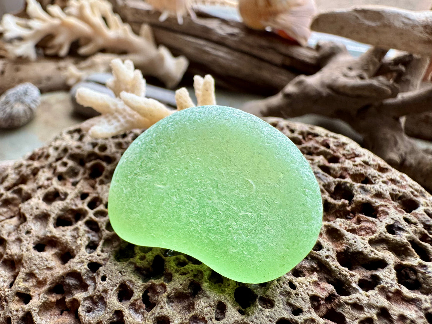 Large Bright Green Sea Glass B2990– Genuine Surf-Tumbled Beach Find for Jewelry Making