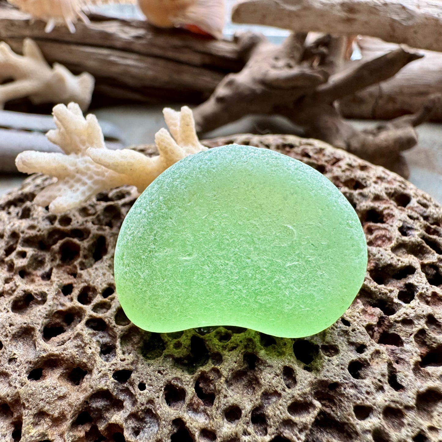 Large Bright Green Sea Glass B2990– Genuine Surf-Tumbled Beach Find for Jewelry Making