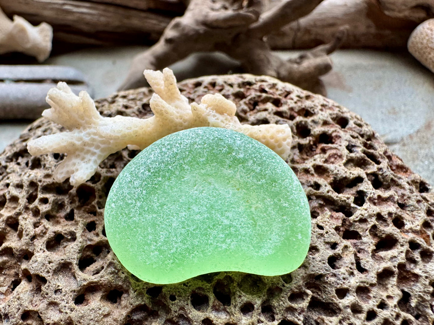 Large Bright Green Sea Glass B2990– Genuine Surf-Tumbled Beach Find for Jewelry Making