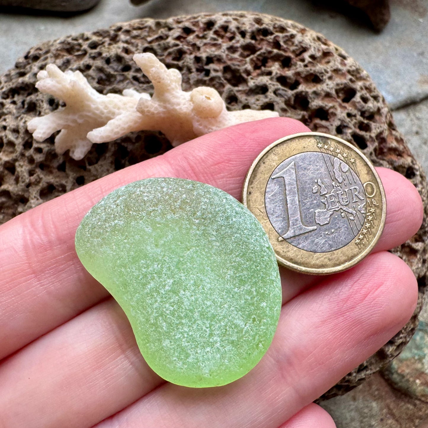 Large Bright Green Sea Glass B2990– Genuine Surf-Tumbled Beach Find for Jewelry Making