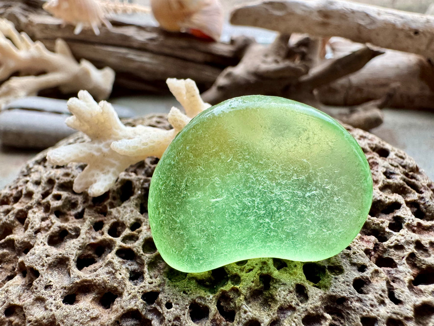 Large Bright Green Sea Glass B2990– Genuine Surf-Tumbled Beach Find for Jewelry Making