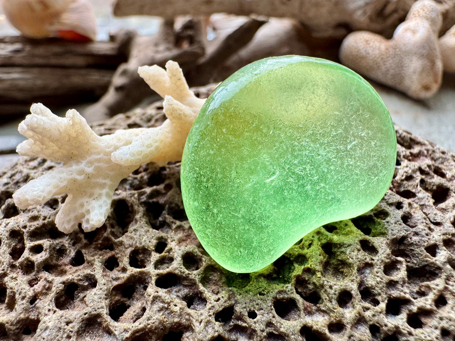 Large Bright Green Sea Glass B2990– Genuine Surf-Tumbled Beach Find for Jewelry Making