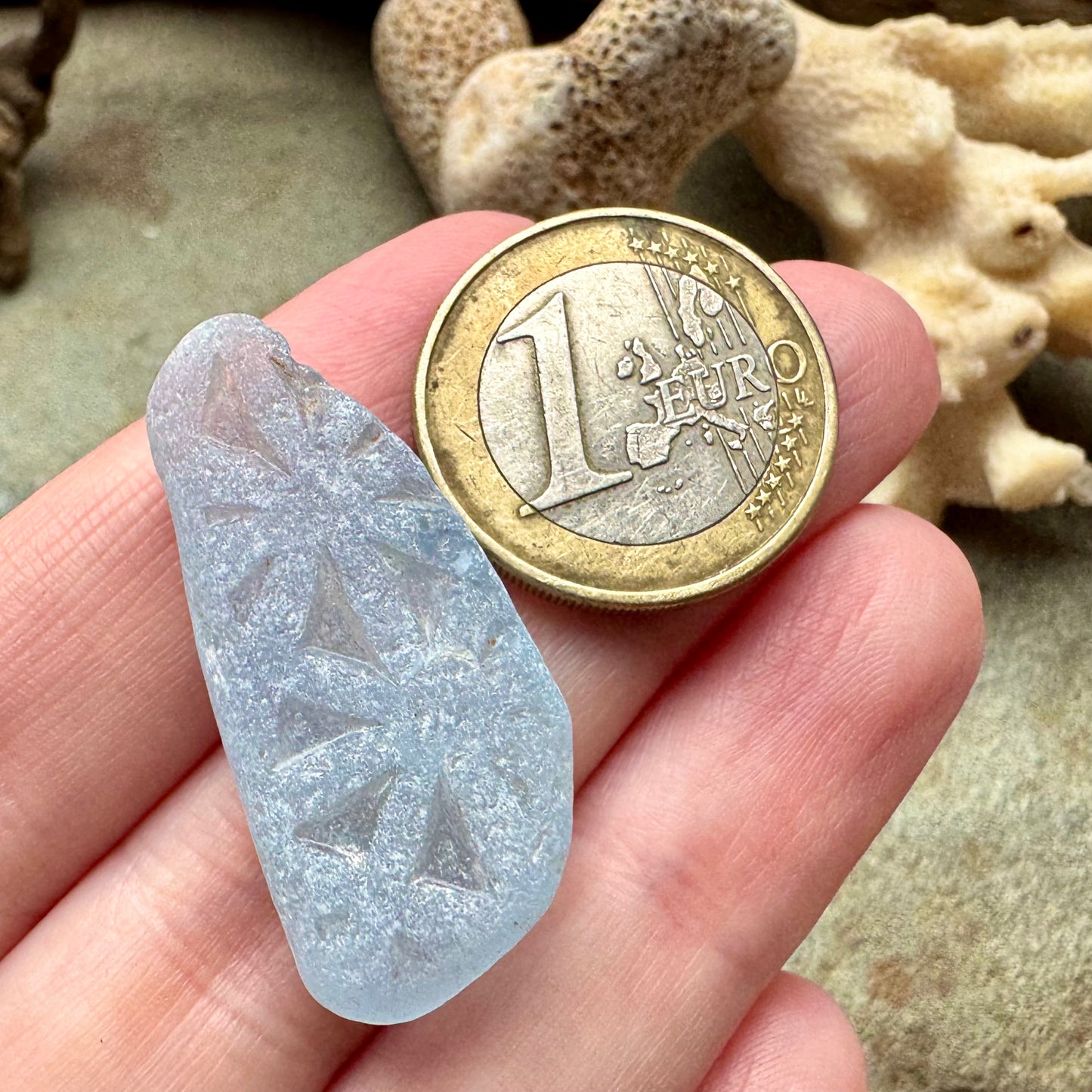 Rare Light Blue Sea Glass B2991  with Natural Pattern – Genuine Ocean Tumbled Beach Glass for Jewelry, Pendant or Collector Piece