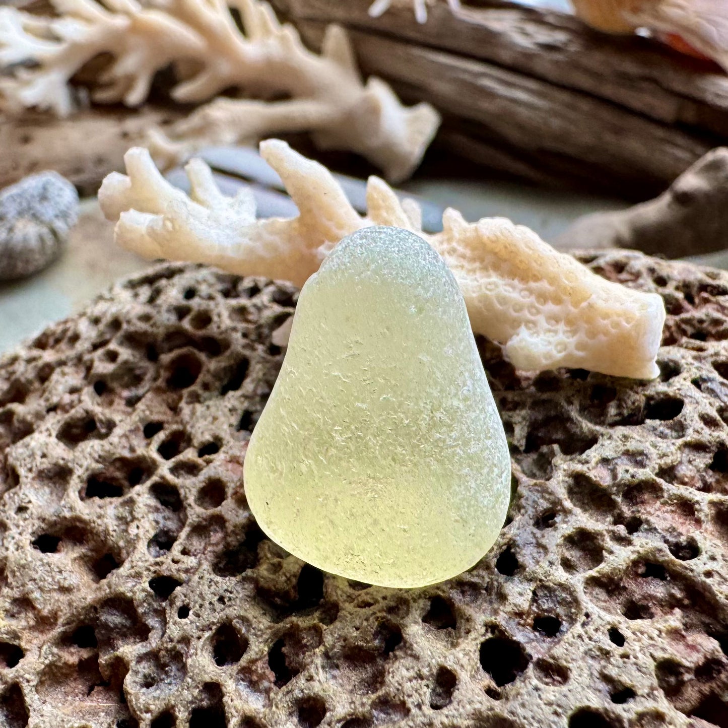 Rare Pale Yellow Sea Glass B2992– Genuine Surf-Tumbled Beach Glass for Jewelry Making