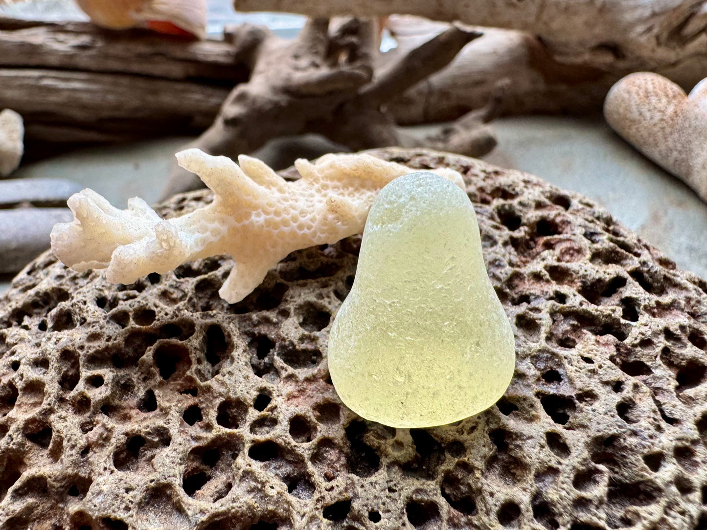 Rare Pale Yellow Sea Glass B2992– Genuine Surf-Tumbled Beach Glass for Jewelry Making