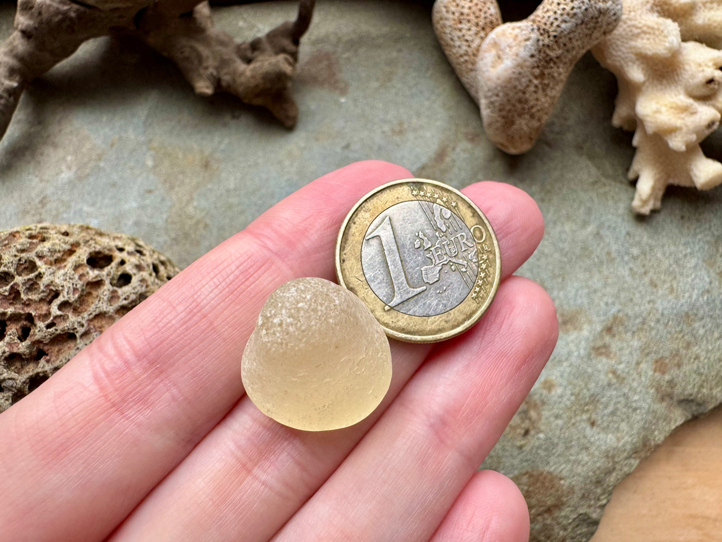 Rare Pale Yellow Sea Glass B2992– Genuine Surf-Tumbled Beach Glass for Jewelry Making