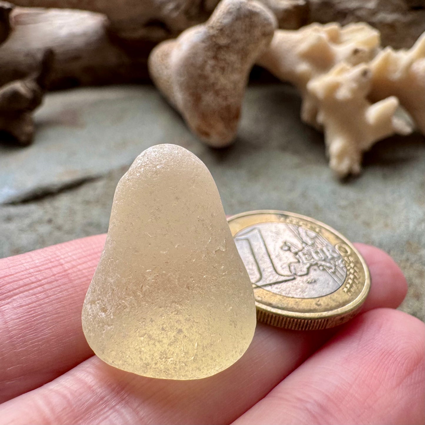 Rare Pale Yellow Sea Glass B2992– Genuine Surf-Tumbled Beach Glass for Jewelry Making