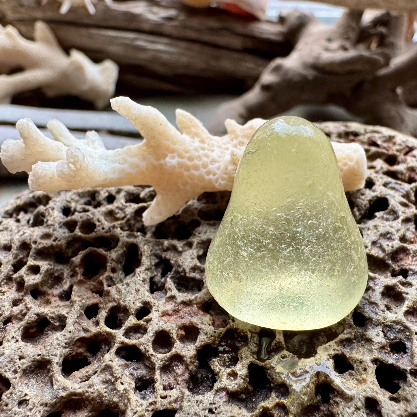 Rare Pale Yellow Sea Glass B2992– Genuine Surf-Tumbled Beach Glass for Jewelry Making