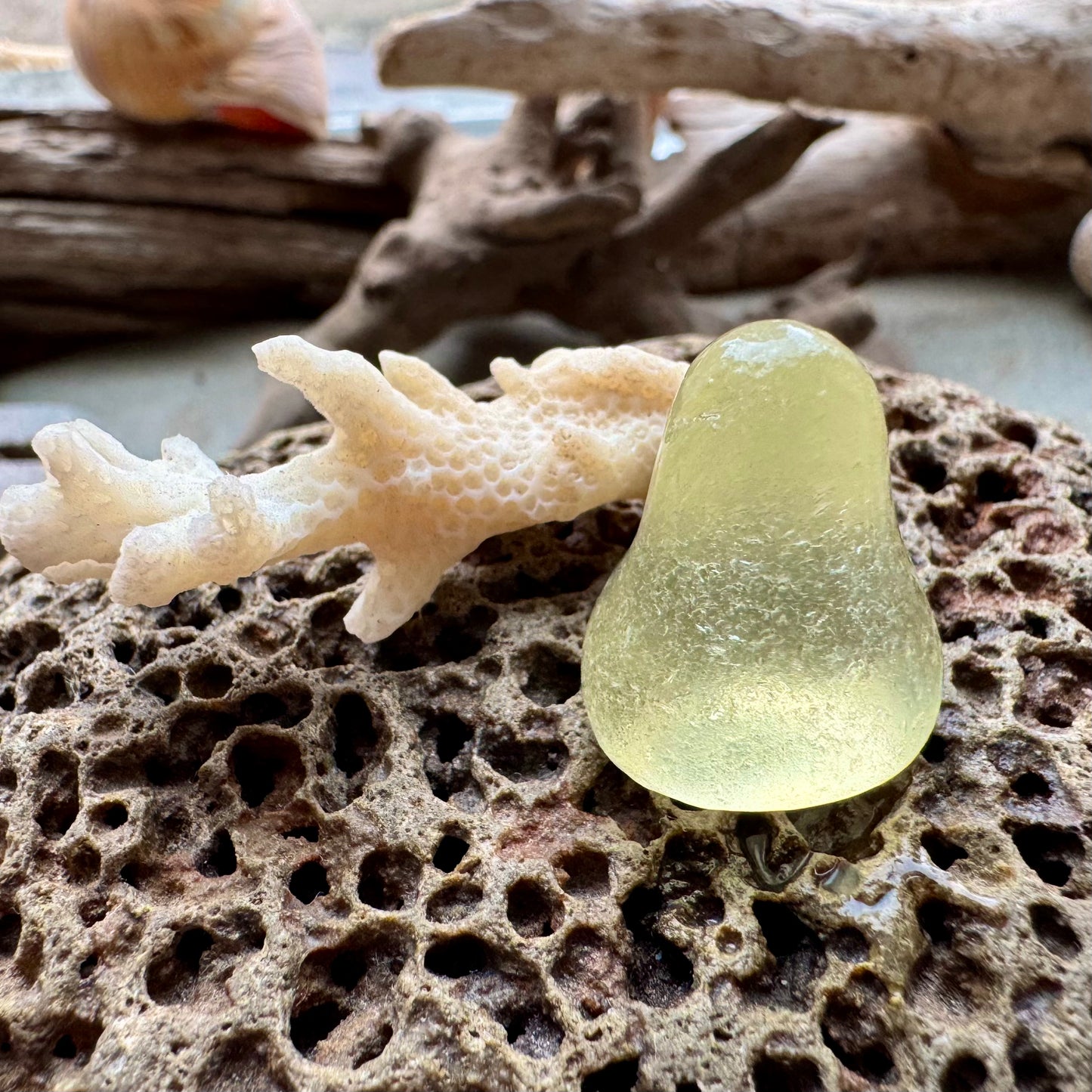 Rare Pale Yellow Sea Glass B2992– Genuine Surf-Tumbled Beach Glass for Jewelry Making