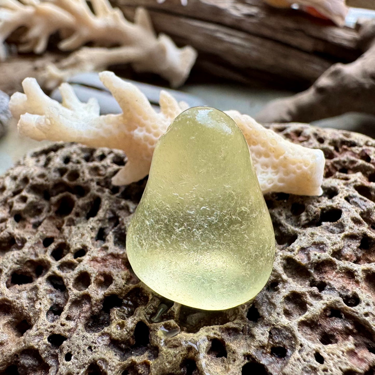 Rare Pale Yellow Sea Glass B2992– Genuine Surf-Tumbled Beach Glass for Jewelry Making
