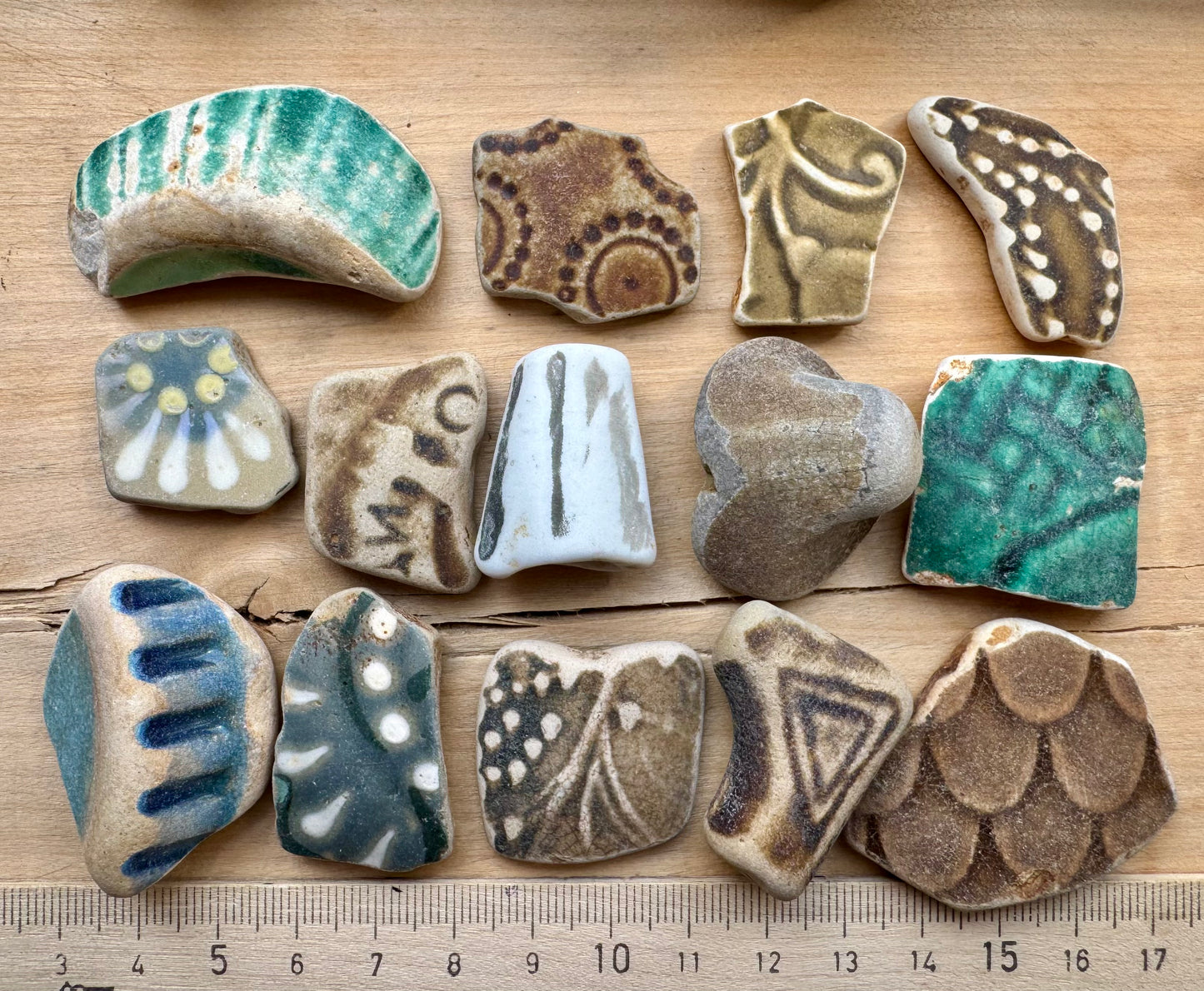 Authentic Sea Pottery Set #056 – 14 pcs Ocean Tumbled Ceramic Beach Found Pieces