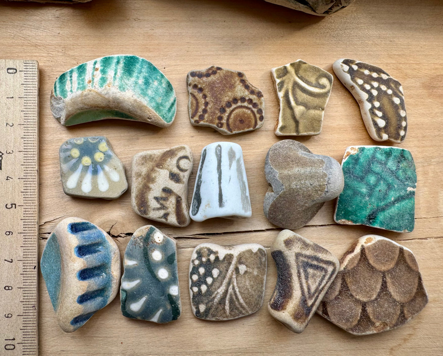 Authentic Sea Pottery Set #056 – 14 pcs Ocean Tumbled Ceramic Beach Found Pieces