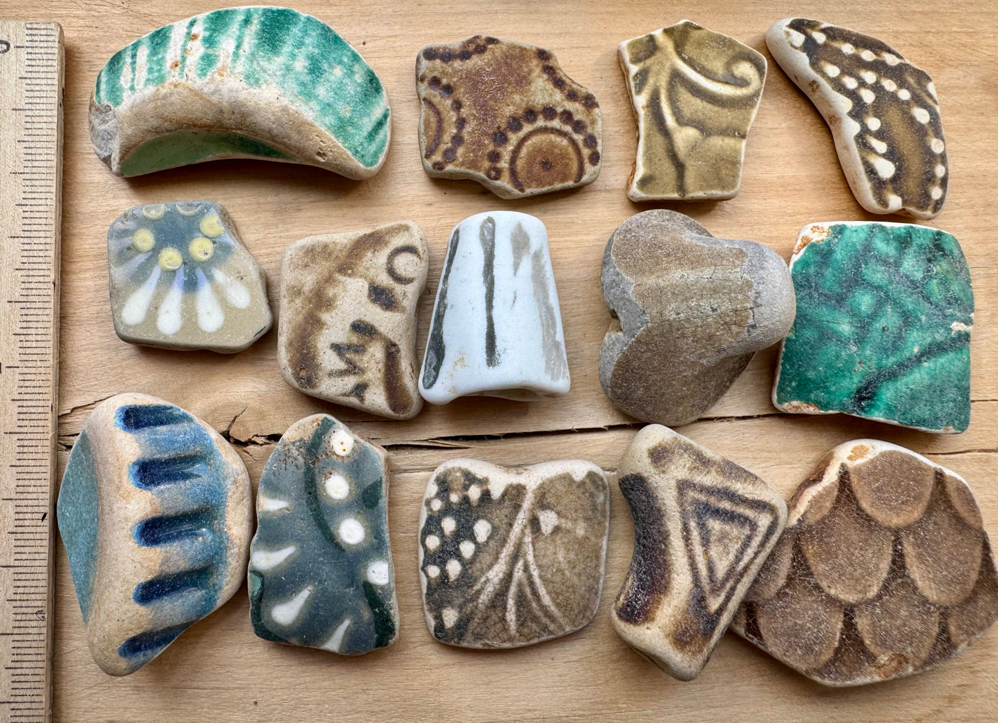 Authentic Sea Pottery Set #056 – 14 pcs Ocean Tumbled Ceramic Beach Found Pieces