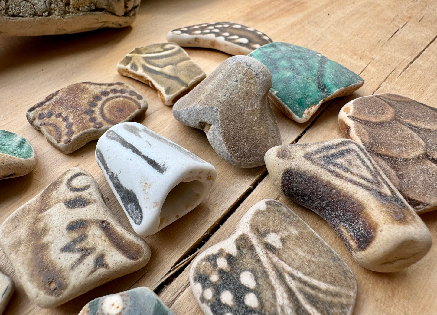 Authentic Sea Pottery Set #056 – 14 pcs Ocean Tumbled Ceramic Beach Found Pieces