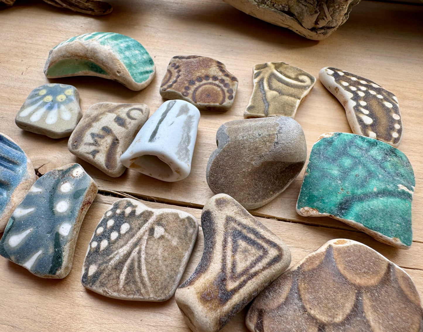 Authentic Sea Pottery Set #056 – 14 pcs Ocean Tumbled Ceramic Beach Found Pieces