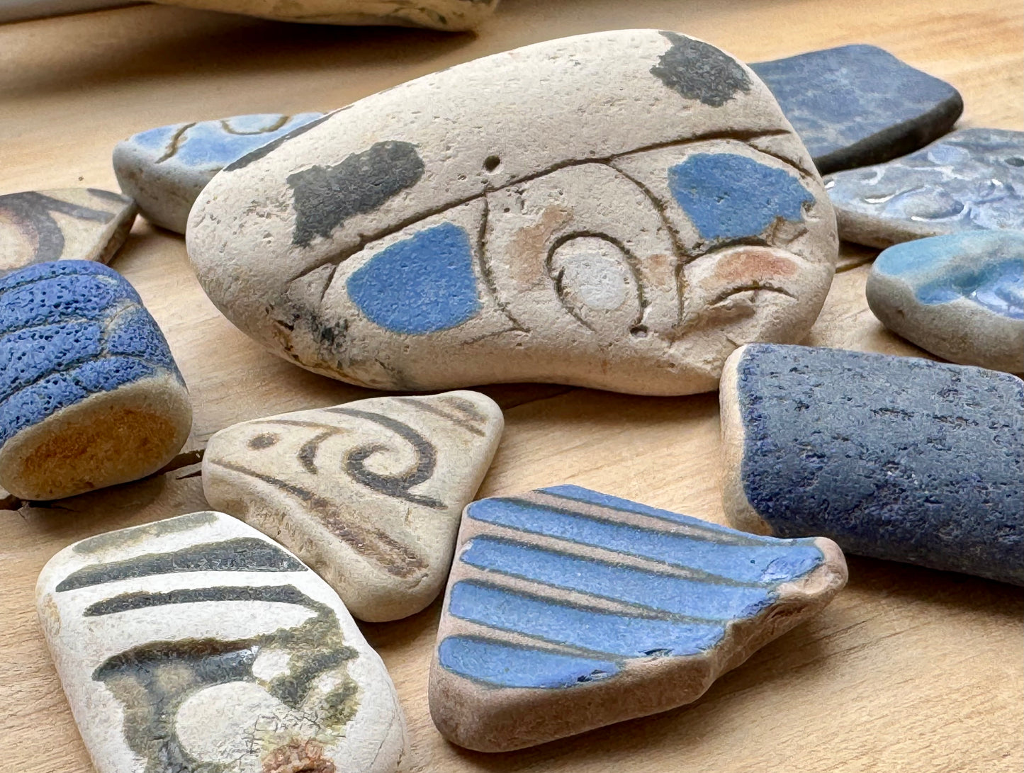 Mixed Sea Pottery Set (13 pcs) #058 – Beach Found Ceramic Shards for Mosaic, Jewelry Making & Coastal Crafts