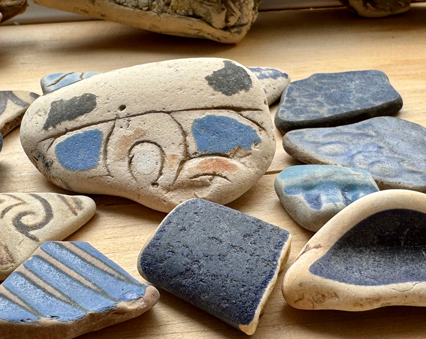 Mixed Sea Pottery Set (13 pcs) #058 – Beach Found Ceramic Shards for Mosaic, Jewelry Making & Coastal Crafts