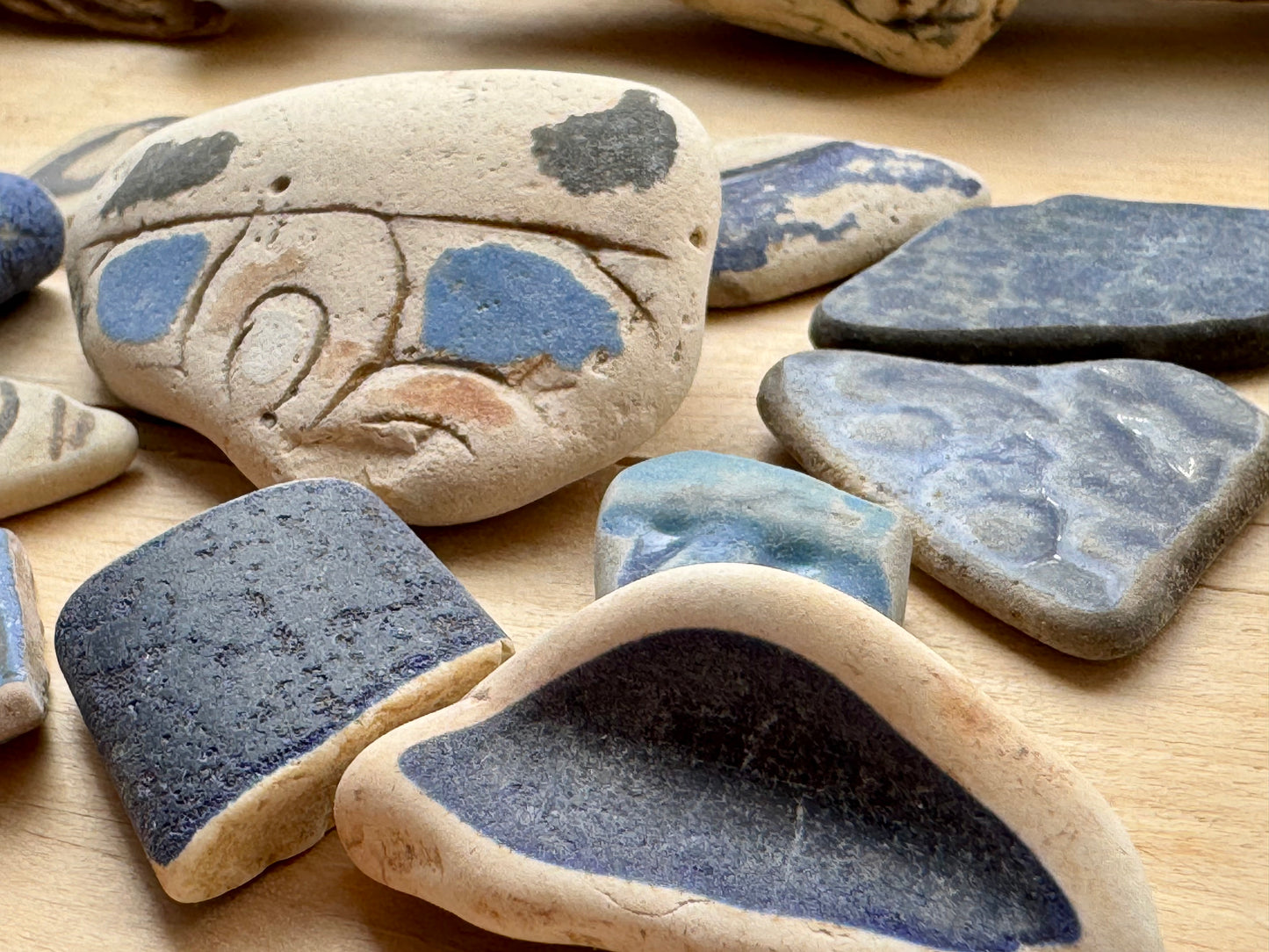Mixed Sea Pottery Set (13 pcs) #058 – Beach Found Ceramic Shards for Mosaic, Jewelry Making & Coastal Crafts