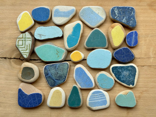 Japanese Sea Pottery & Sea Glass Mix #061 – 25 pcs 80g Authentic Beach Pottery for Jewelry, Mosaic & Crafts