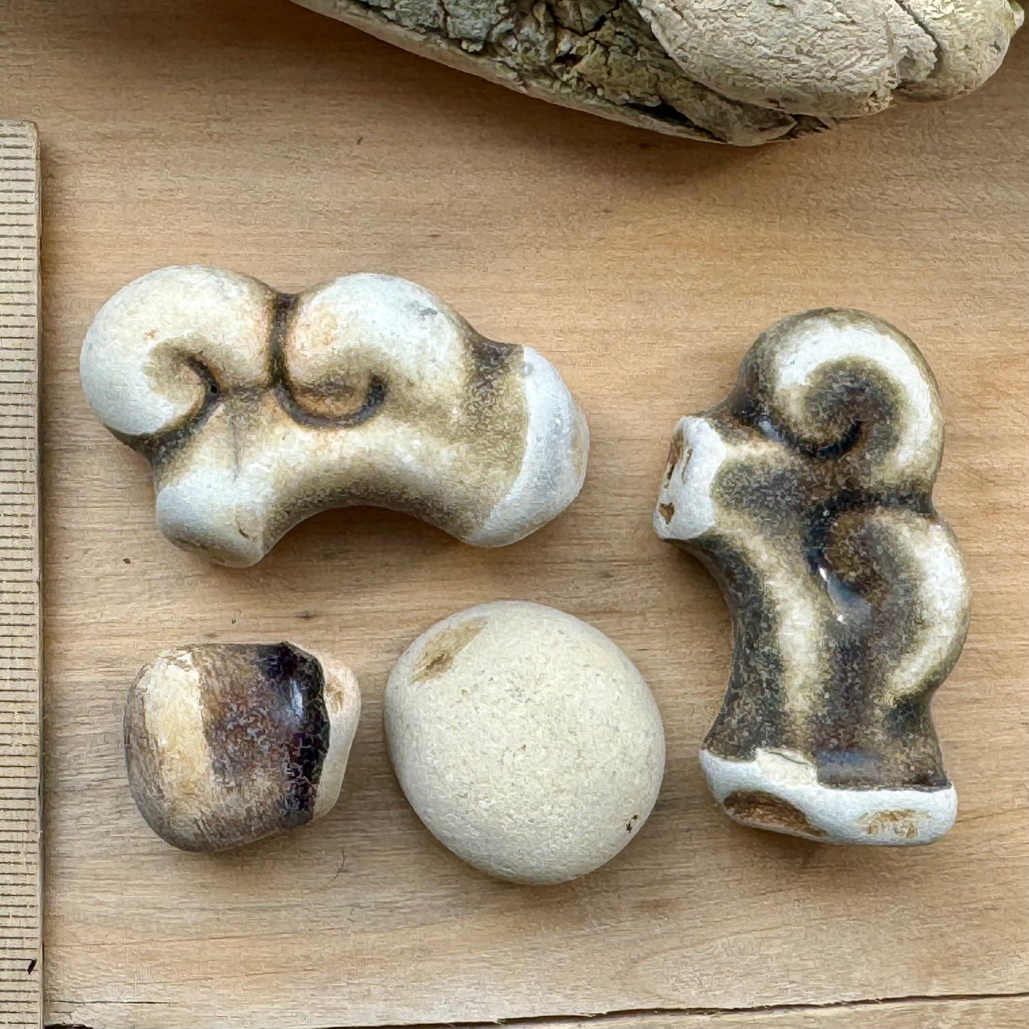Authentic Japanese Sea Pottery Pieces #063 – Naturally Ocean Tumbled Ceramic Beach Finds – Collector Set