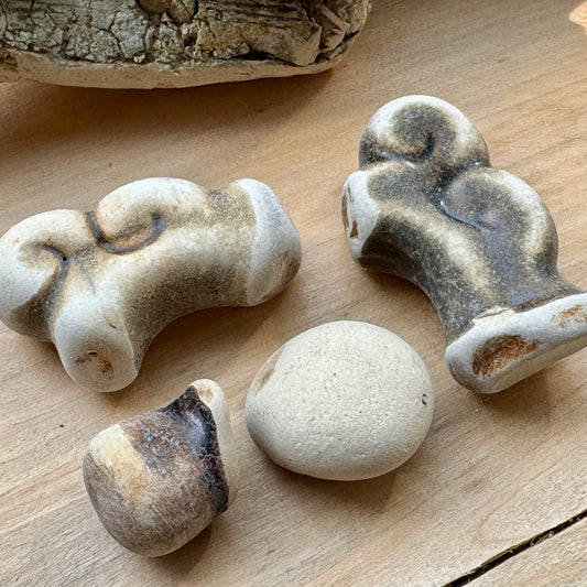 Authentic Japanese Sea Pottery Pieces #063 – Naturally Ocean Tumbled Ceramic Beach Finds – Collector Set