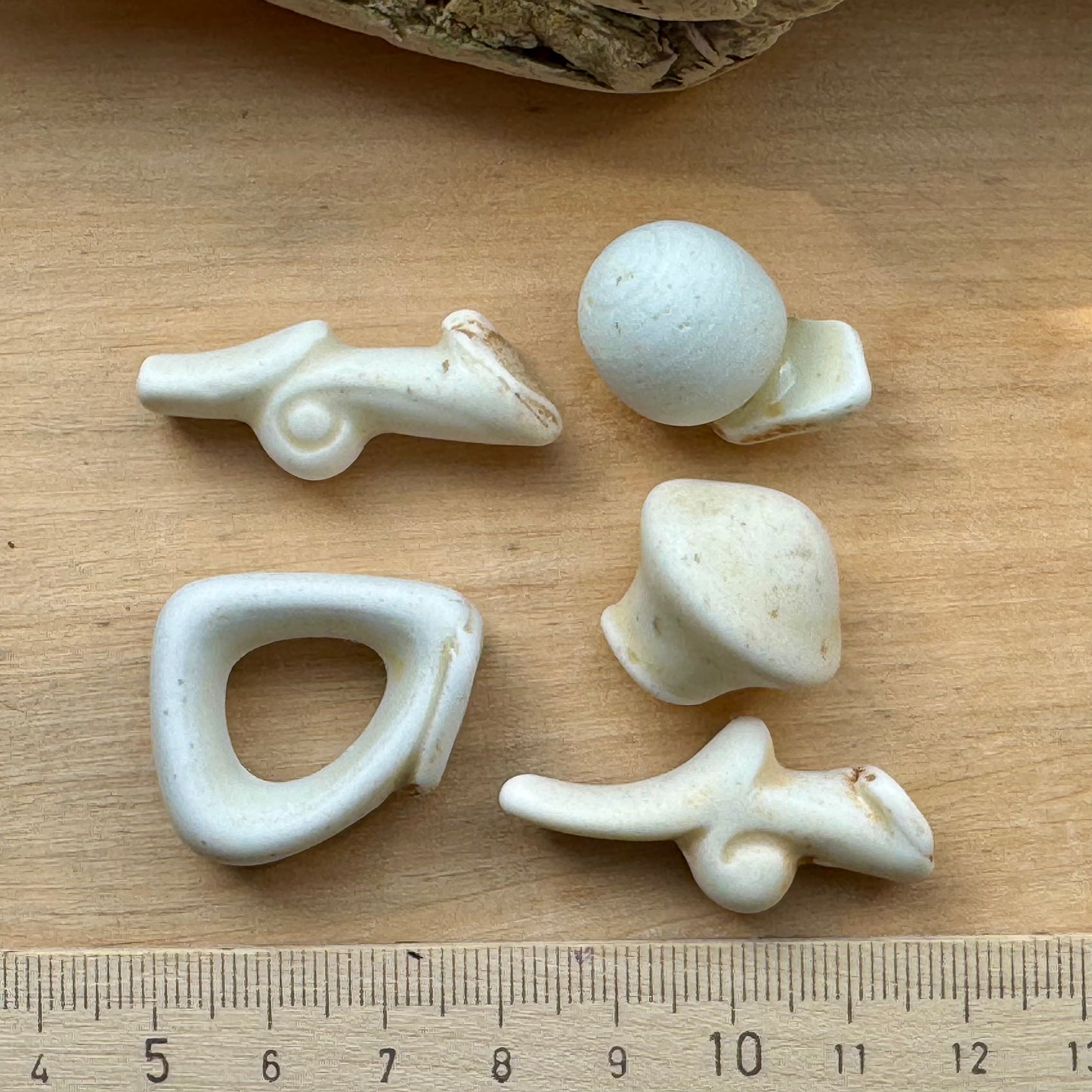 Authentic Japanese Sea Pottery Set #065 – Natural White Ocean Tumbled Ceramic Pieces