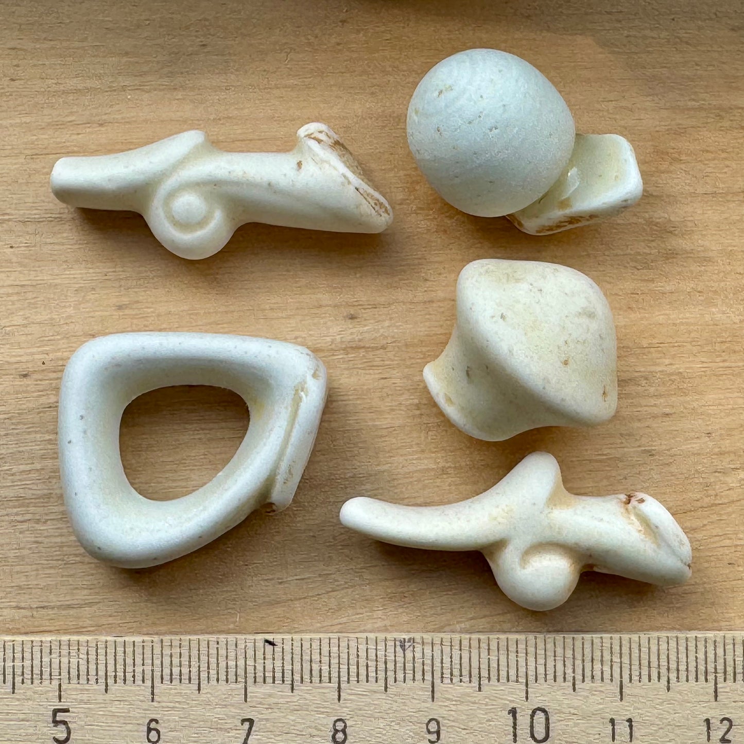 Authentic Japanese Sea Pottery Set #065 – Natural White Ocean Tumbled Ceramic Pieces