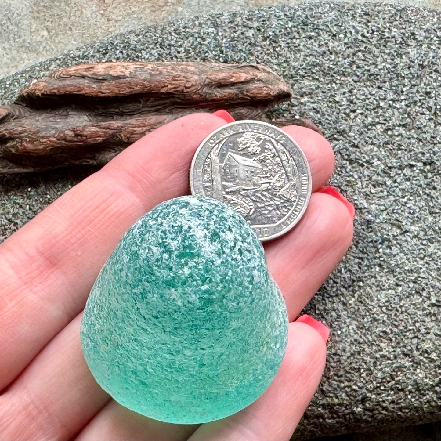 Large Rare Sea Glass Piece A1605 – Aqua Green Collector Beach Glass 1 pc