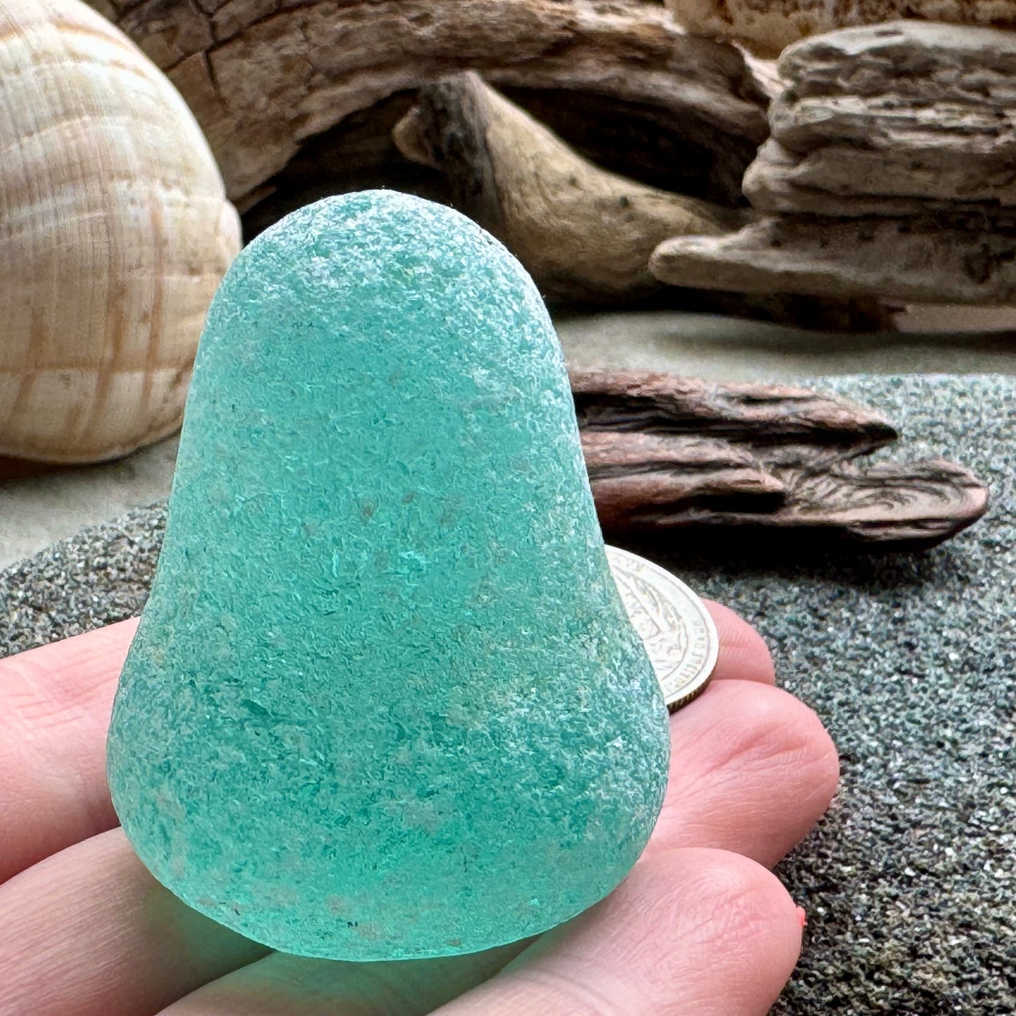 Large Rare Sea Glass Piece A1605 – Aqua Green Collector Beach Glass 1 pc