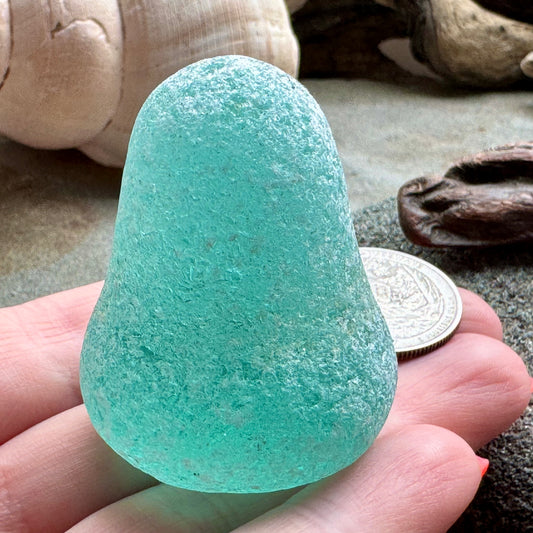 Large Rare Sea Glass Piece A1605 – Aqua Green Collector Beach Glass 1 pc