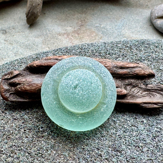 Rare Aqua Sea Glass Stopper – Large Collector Sea Glass Piece A2393