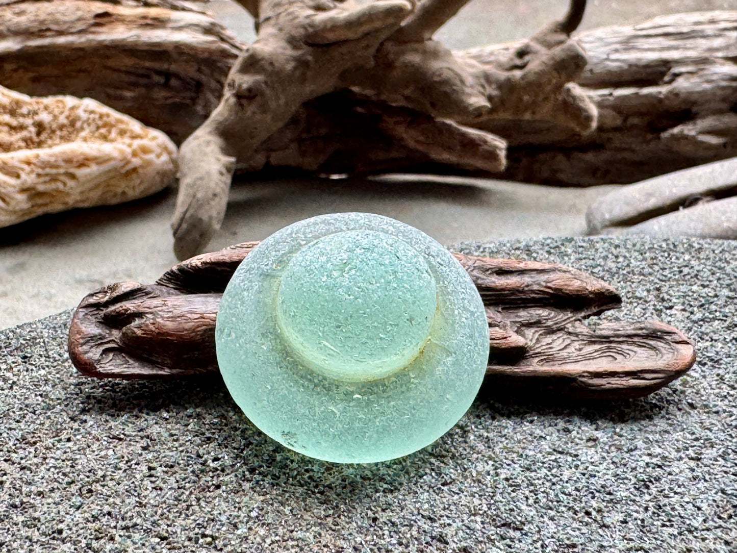 Rare Aqua Sea Glass Stopper – Large Collector Sea Glass Piece A2393