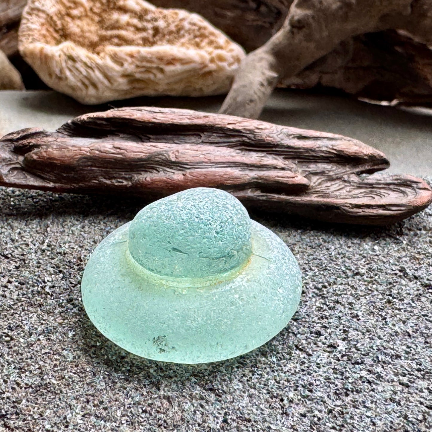 Rare Aqua Sea Glass Stopper – Large Collector Sea Glass Piece A2393