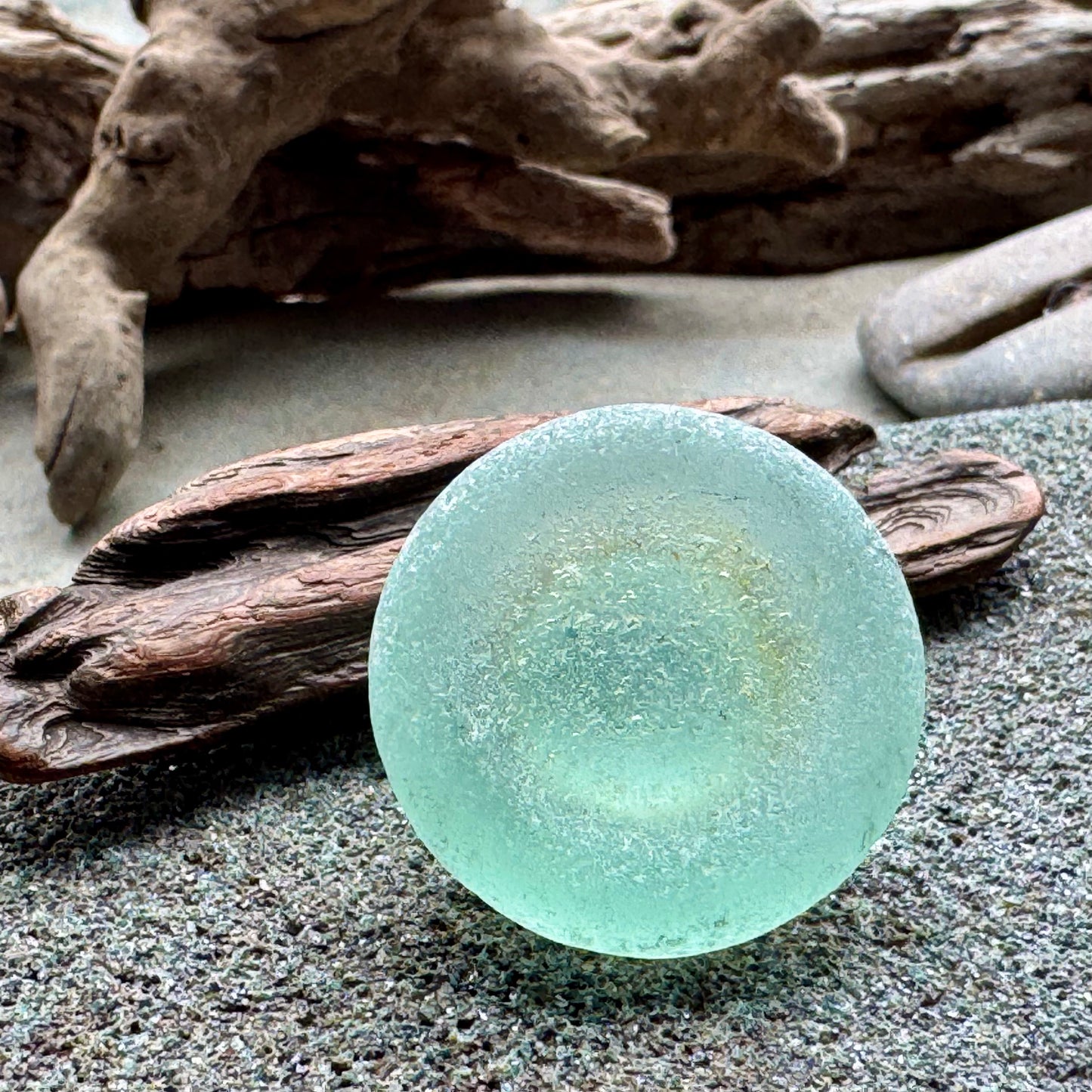 Rare Aqua Sea Glass Stopper – Large Collector Sea Glass Piece A2393