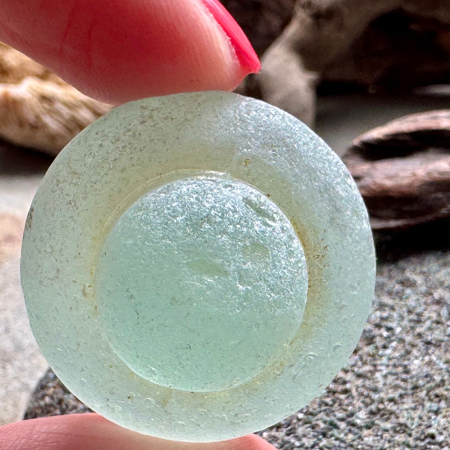 Rare Aqua Sea Glass Stopper – Large Collector Sea Glass Piece A2393