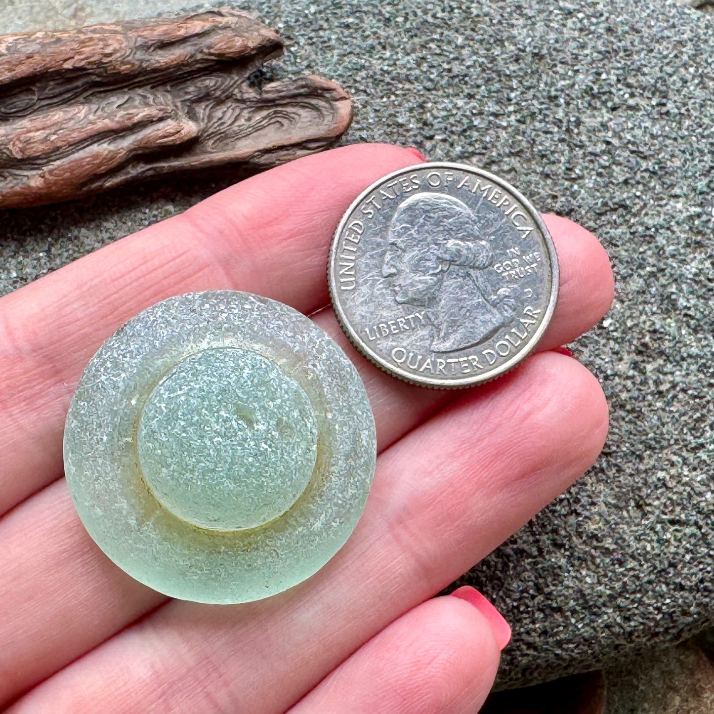 Rare Aqua Sea Glass Stopper – Large Collector Sea Glass Piece A2393