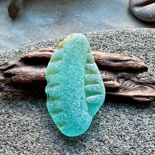 Rare Carved Aqua Sea Glass Piece A2412 – Large Natural Beach Glass for Jewelry or Collection