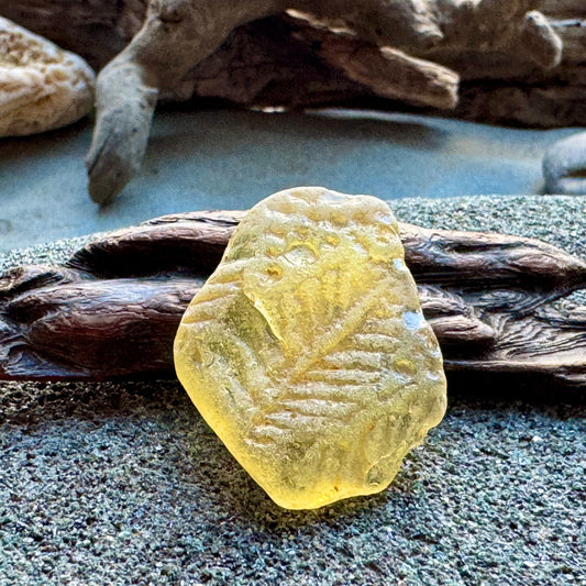 Rare Yellow Sea Glass with Natural Texture A2413 – Genuine Beach Found Glass, Collector Piece, Jewelry Supply