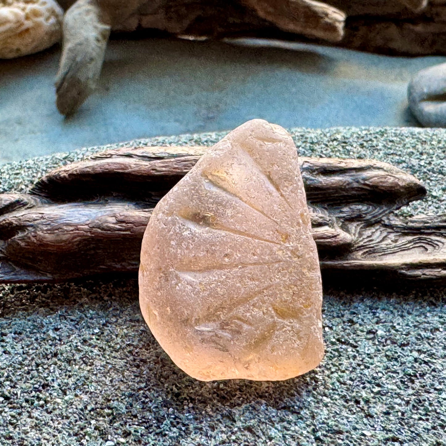 Rare Peach Sea Glass With Natural Carved Texture — Genuine Beach Glass Collector Piece A2414