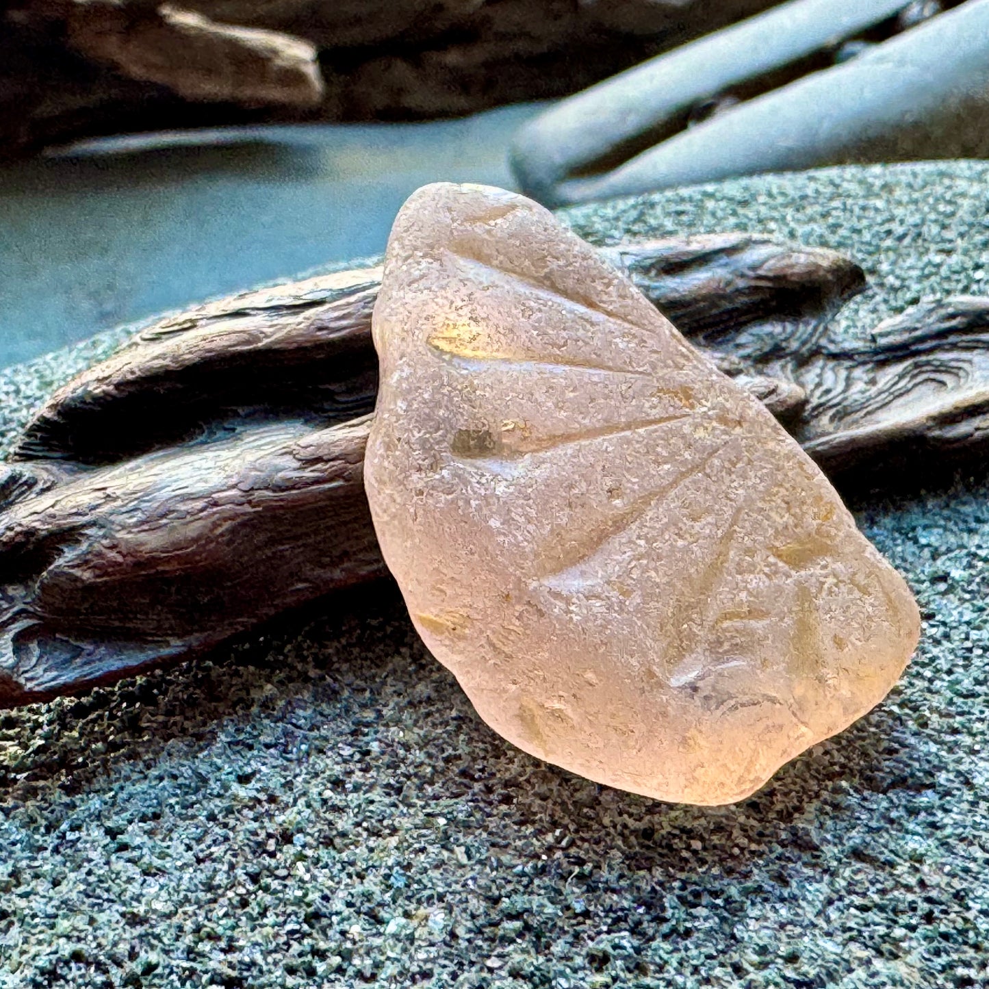 Rare Peach Sea Glass With Natural Carved Texture — Genuine Beach Glass Collector Piece A2414