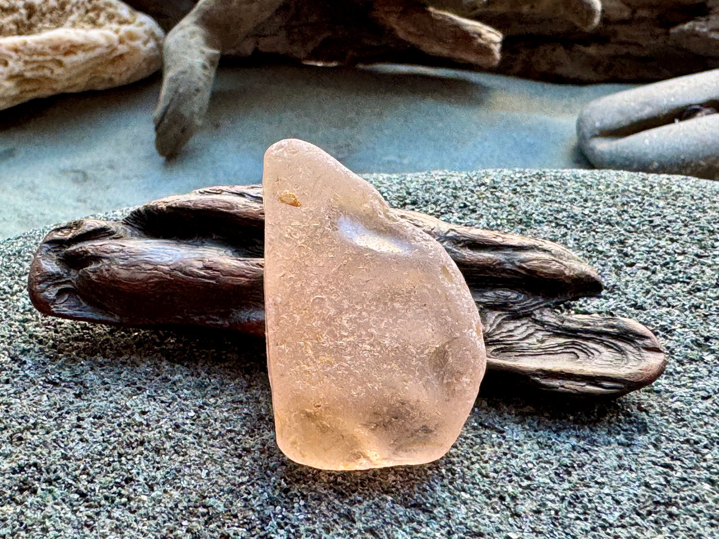 Rare Peach Sea Glass With Natural Carved Texture — Genuine Beach Glass Collector Piece A2414