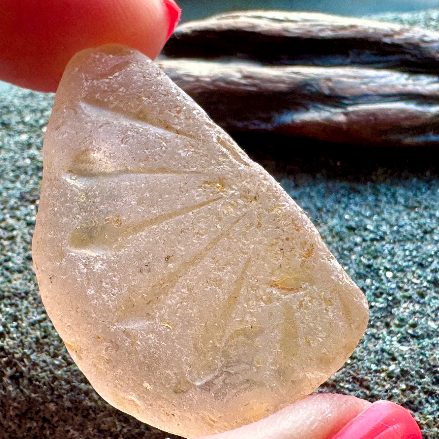 Rare Peach Sea Glass With Natural Carved Texture — Genuine Beach Glass Collector Piece A2414