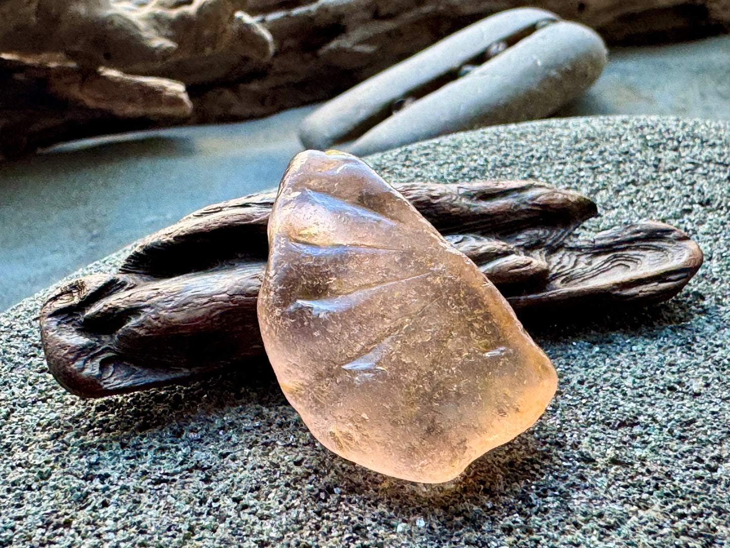 Rare Peach Sea Glass With Natural Carved Texture — Genuine Beach Glass Collector Piece A2414