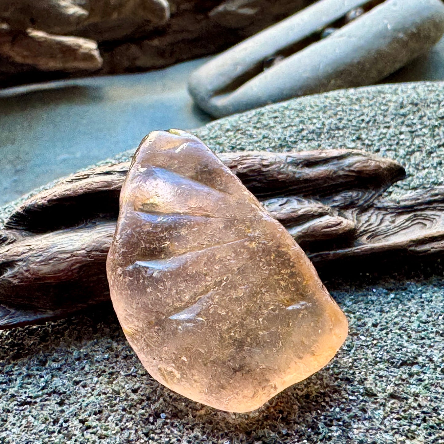 Rare Peach Sea Glass With Natural Carved Texture — Genuine Beach Glass Collector Piece A2414
