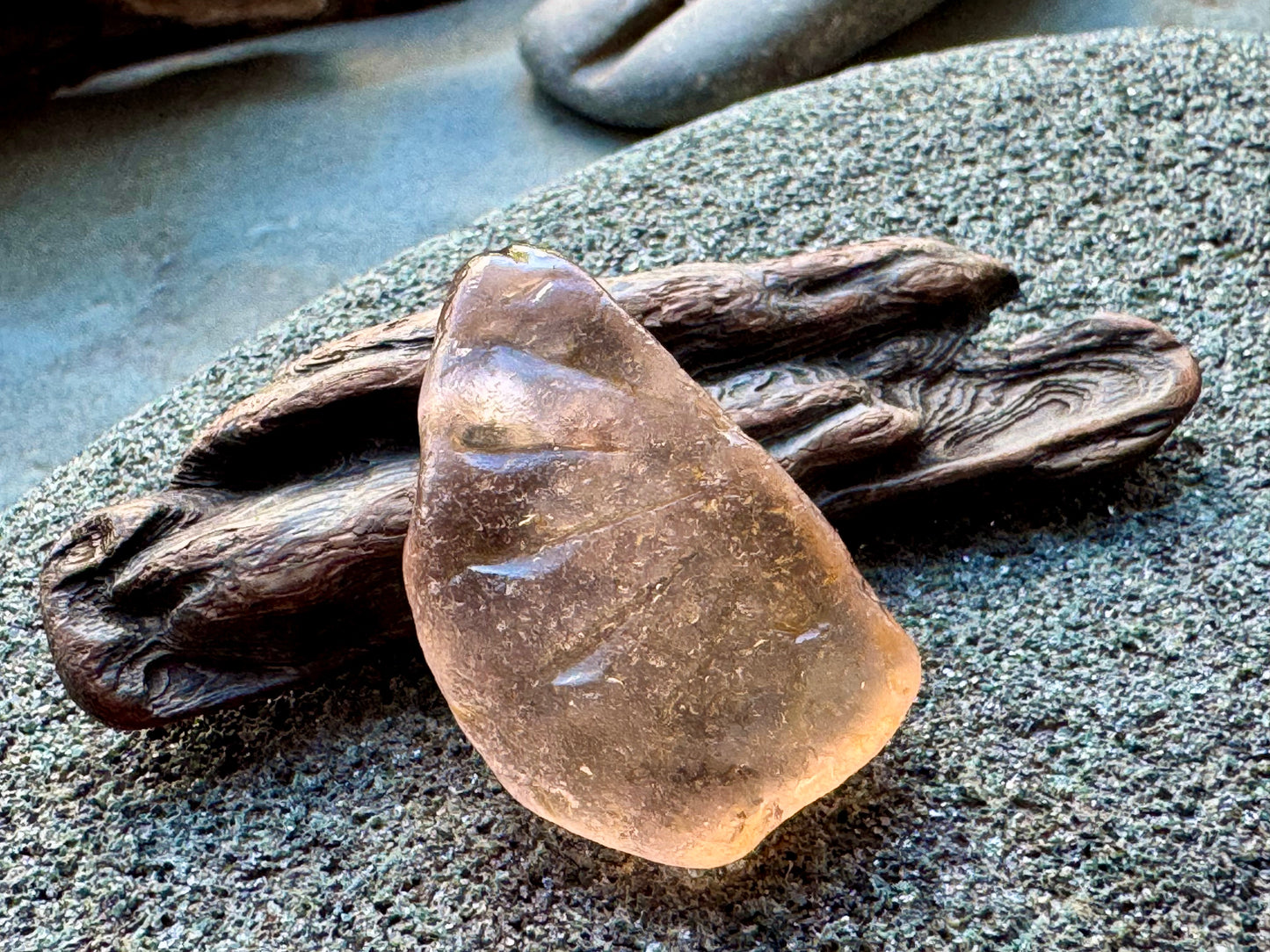 Rare Peach Sea Glass With Natural Carved Texture — Genuine Beach Glass Collector Piece A2414