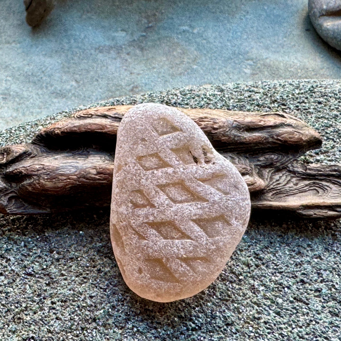 Rare Patterned Sea Glass A2415 – Frosted White / Soft Beige – Unique Textured Jewelry Piece – Genuine Beach Found Glass – Collector Supply