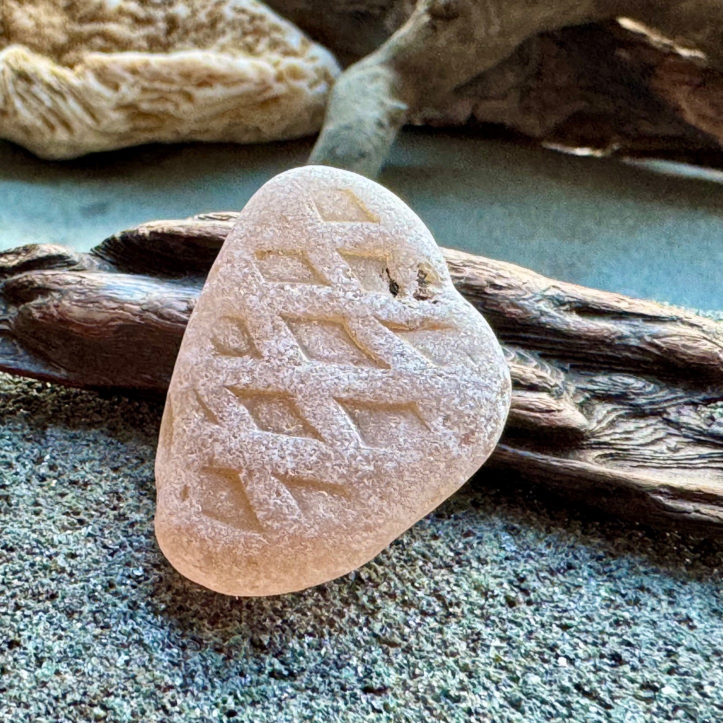 Rare Patterned Sea Glass A2415 – Frosted White / Soft Beige – Unique Textured Jewelry Piece – Genuine Beach Found Glass – Collector Supply
