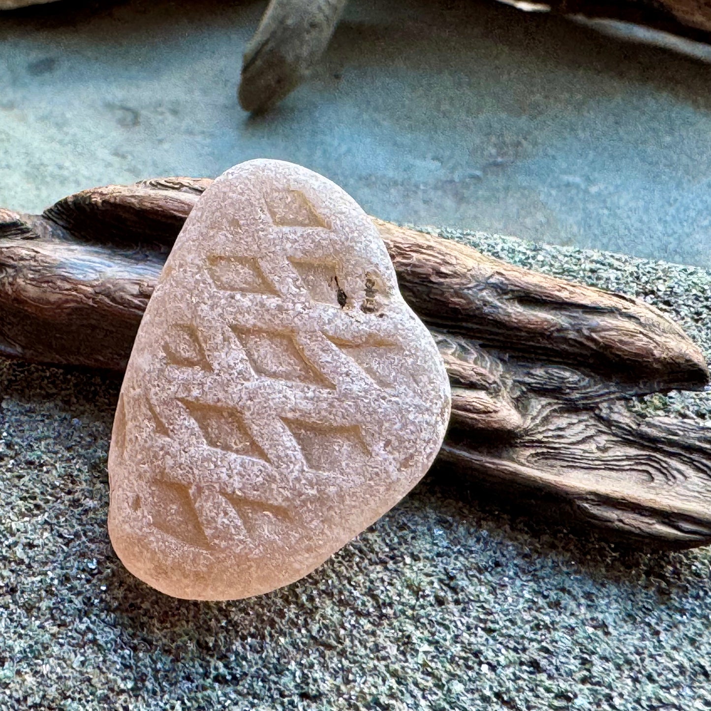Rare Patterned Sea Glass A2415 – Frosted White / Soft Beige – Unique Textured Jewelry Piece – Genuine Beach Found Glass – Collector Supply