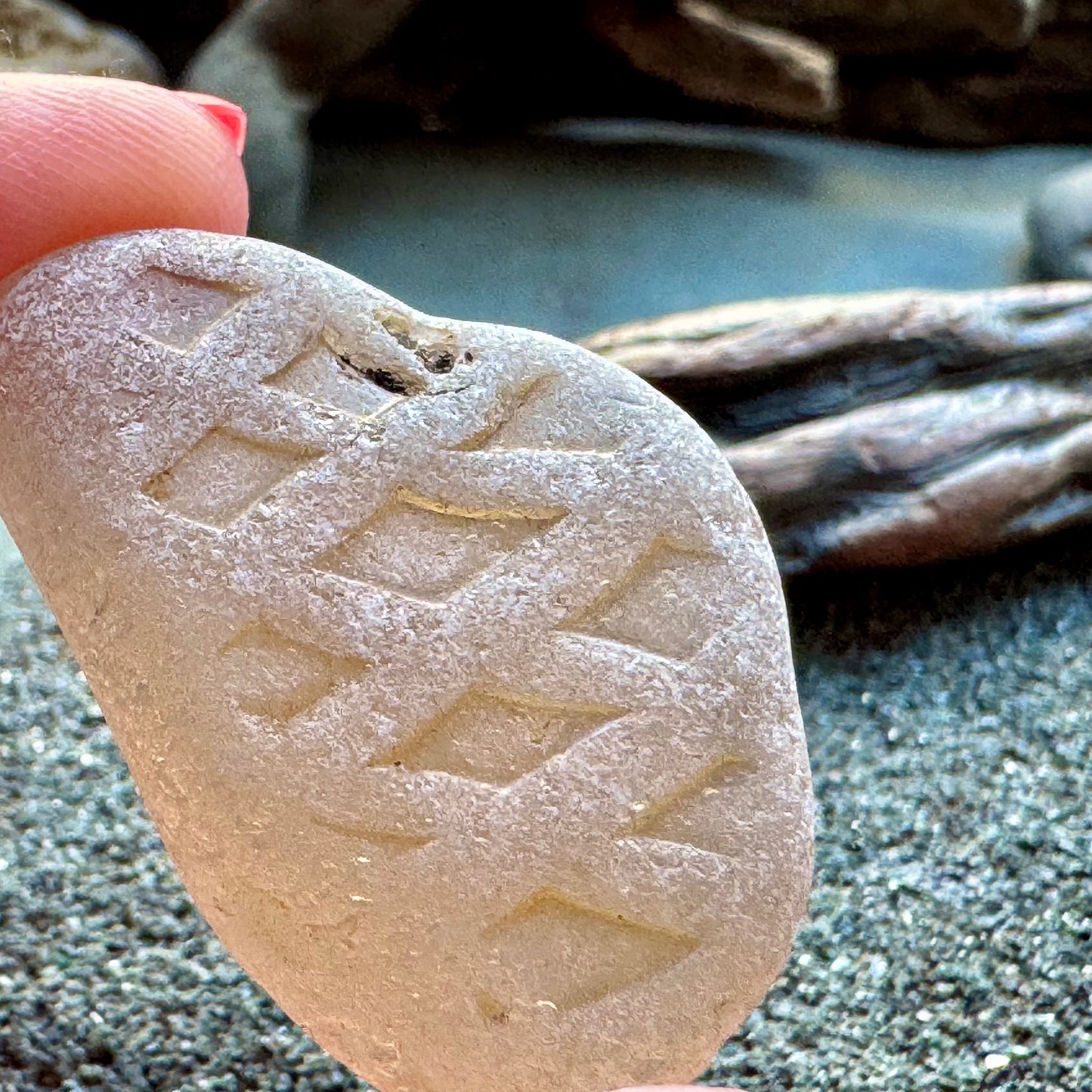 Rare Patterned Sea Glass A2415 – Frosted White / Soft Beige – Unique Textured Jewelry Piece – Genuine Beach Found Glass – Collector Supply